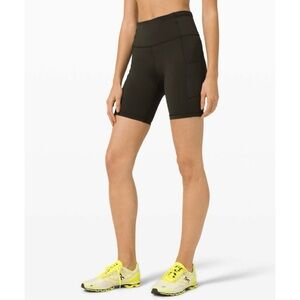 Lululemon Dark Olive Fast and Free High Rise Short 8"